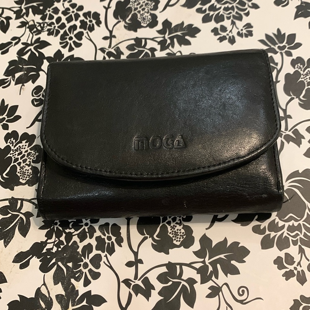 MOGA Premium Leather Italian Design Ladies Black Wallet Many Compartments